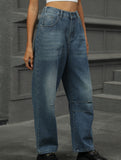 Washed loose-fitting cropped jeans