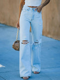Casual washed ripped jeans
