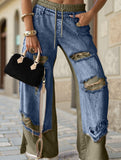 Personalized ripped lace-up jeans