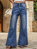 Mid-rise washed bootcut jeans