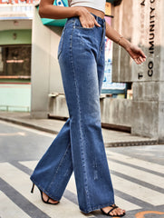 Mid-rise washed bootcut jeans