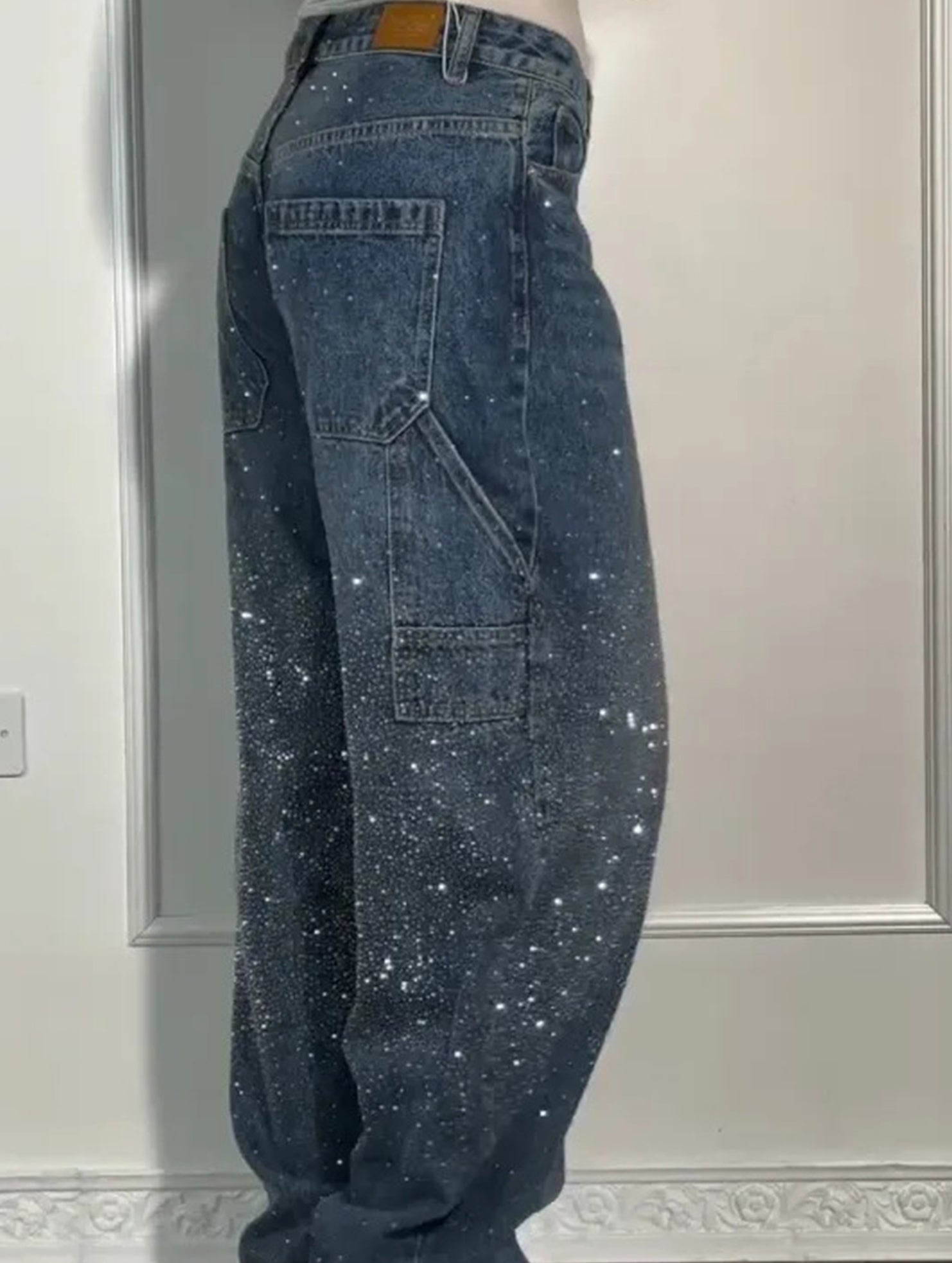 Fashionable rhinestone jeans