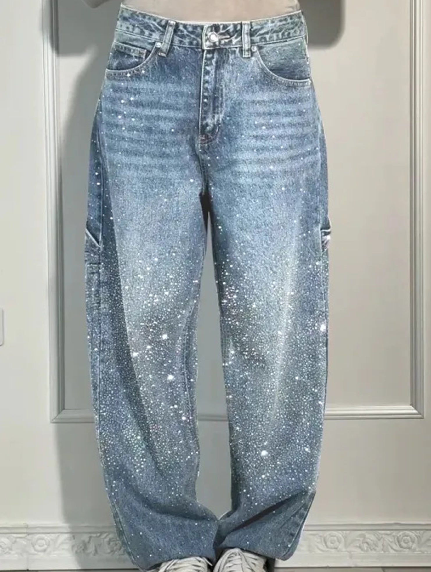 Fashionable rhinestone jeans