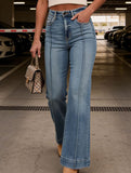 Retro washed high-waisted flared jeans for women_CWJP00866