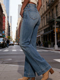 Retro washed high-waisted flared jeans for women_CWJP00866