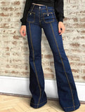 Retro high-waisted flared slimming women's jeans_CWJP00867