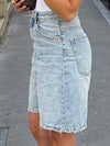 Retro high-waisted loose denim shorts for women