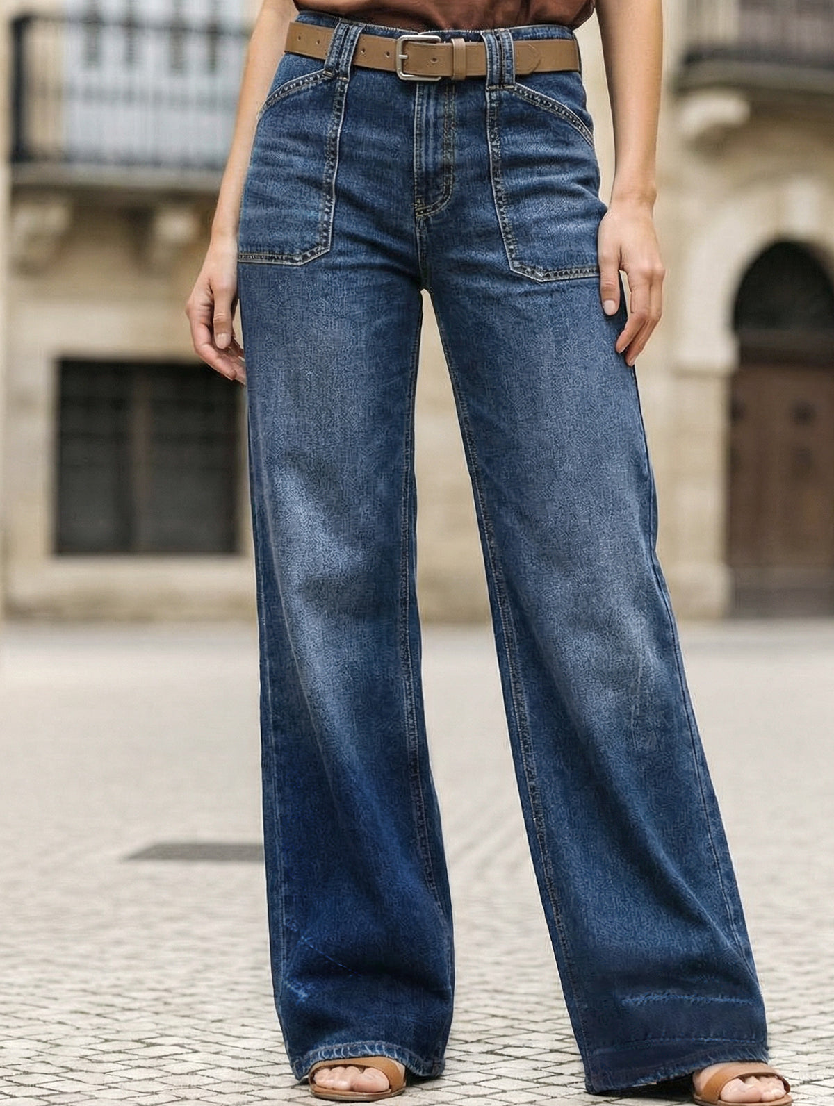 Retro washed high-waisted wide-leg jeans for women_CWJP00869