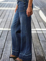 Retro washed high-waisted wide-leg jeans for women_CWJP00869