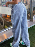 Women's elastic waistband drawstring jeans_CWJP00874