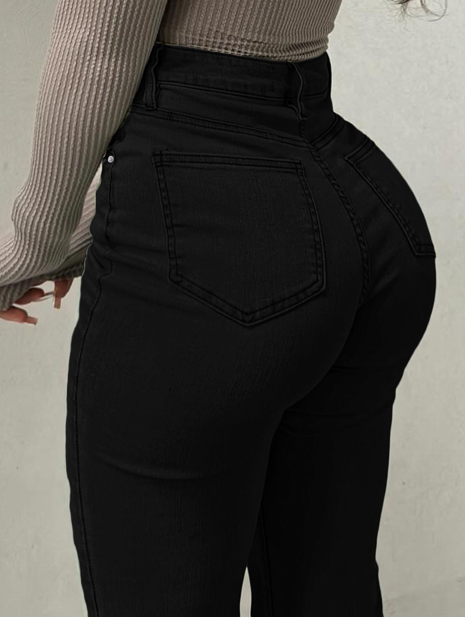 High-waisted stretch slim-fit flared pants for women