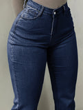 High-waisted stretch slim-fit flared pants for women