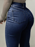 High-waisted stretch slim-fit flared pants for women