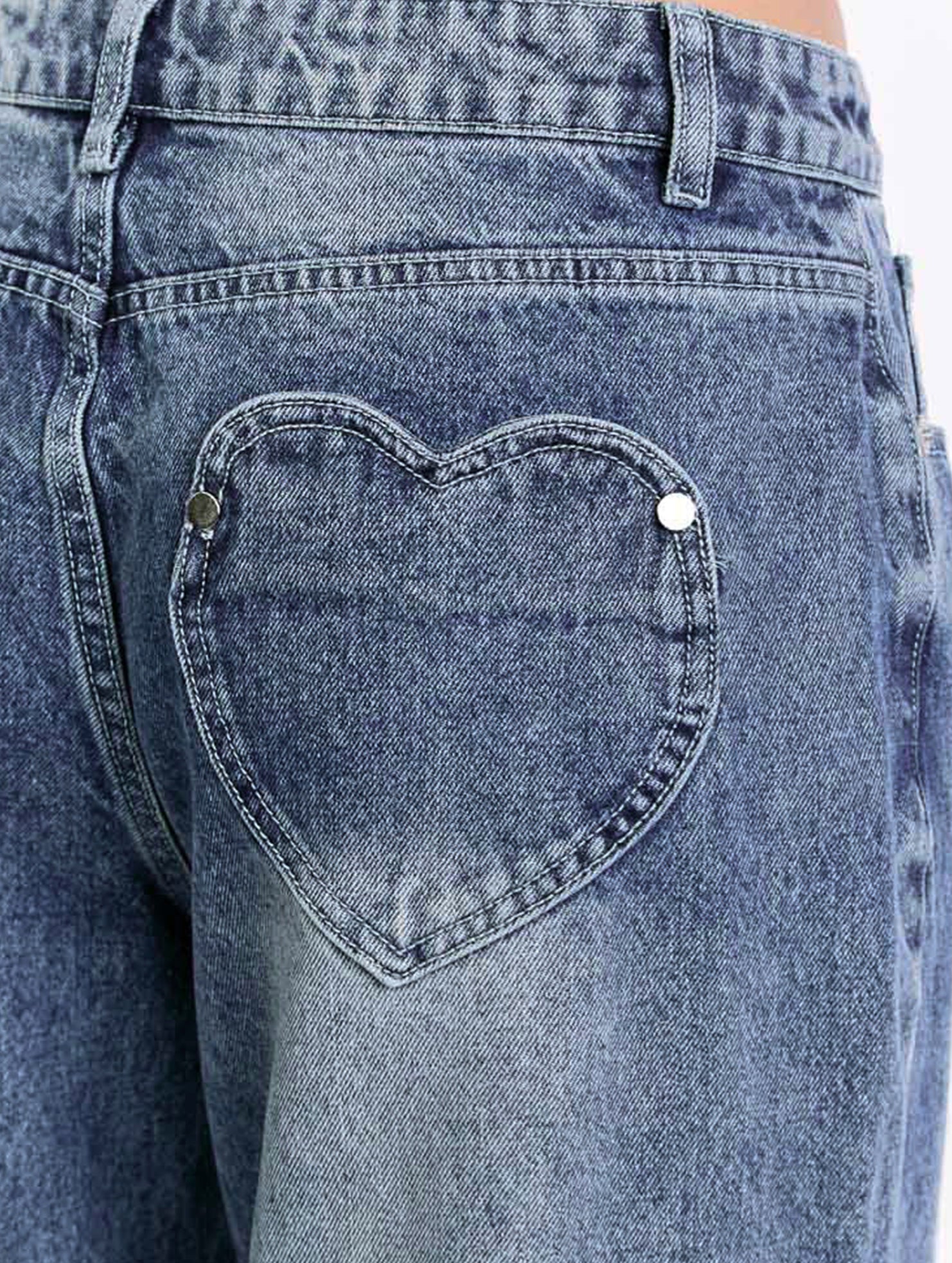 Retro washed heart-patterned wide-leg jeans for women_CWJP00880