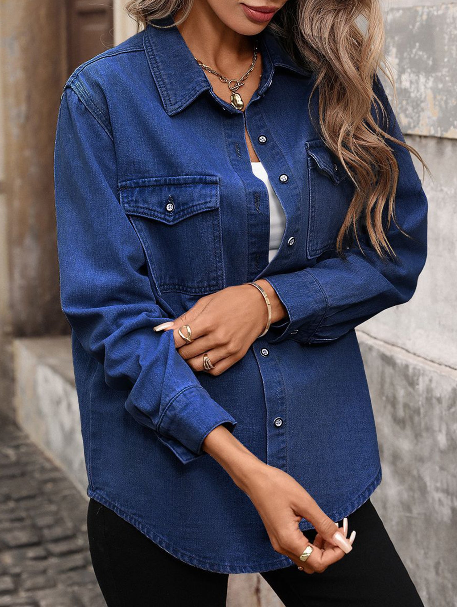 Women's Washed Denim Cardigan Long-Sleeve Jacket_CWJS00041
