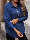 Women's Washed Denim Cardigan Long-Sleeve Jacket_CWJS00041