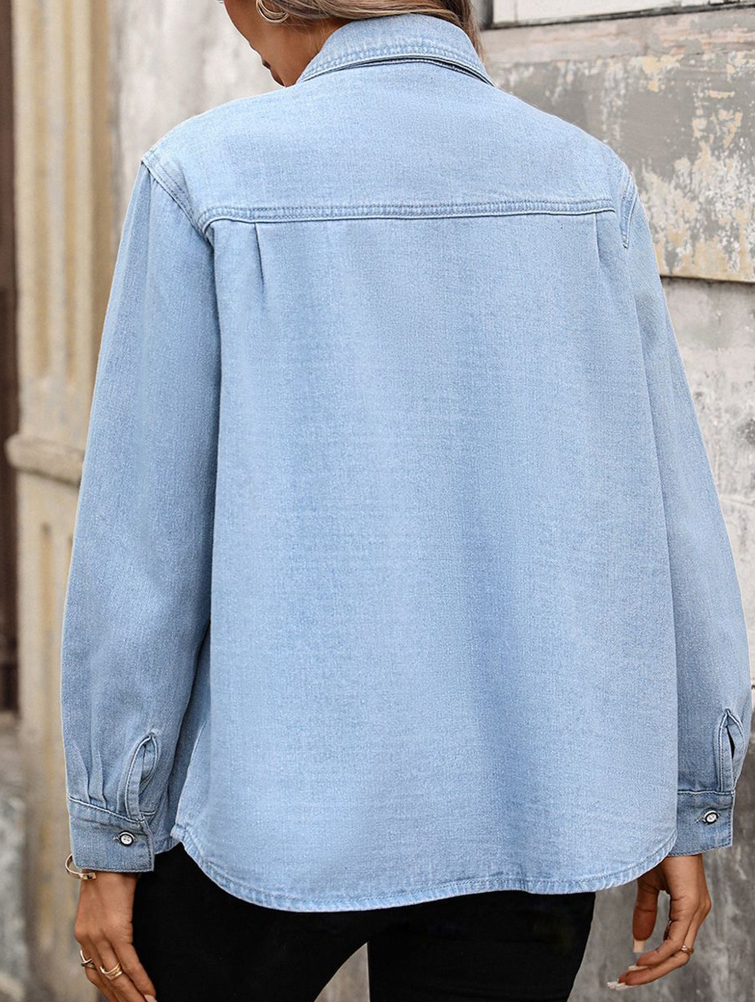Women's Washed Denim Cardigan Long-Sleeve Jacket_CWJS00041
