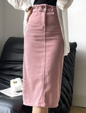 High-waisted midi skirt with slit