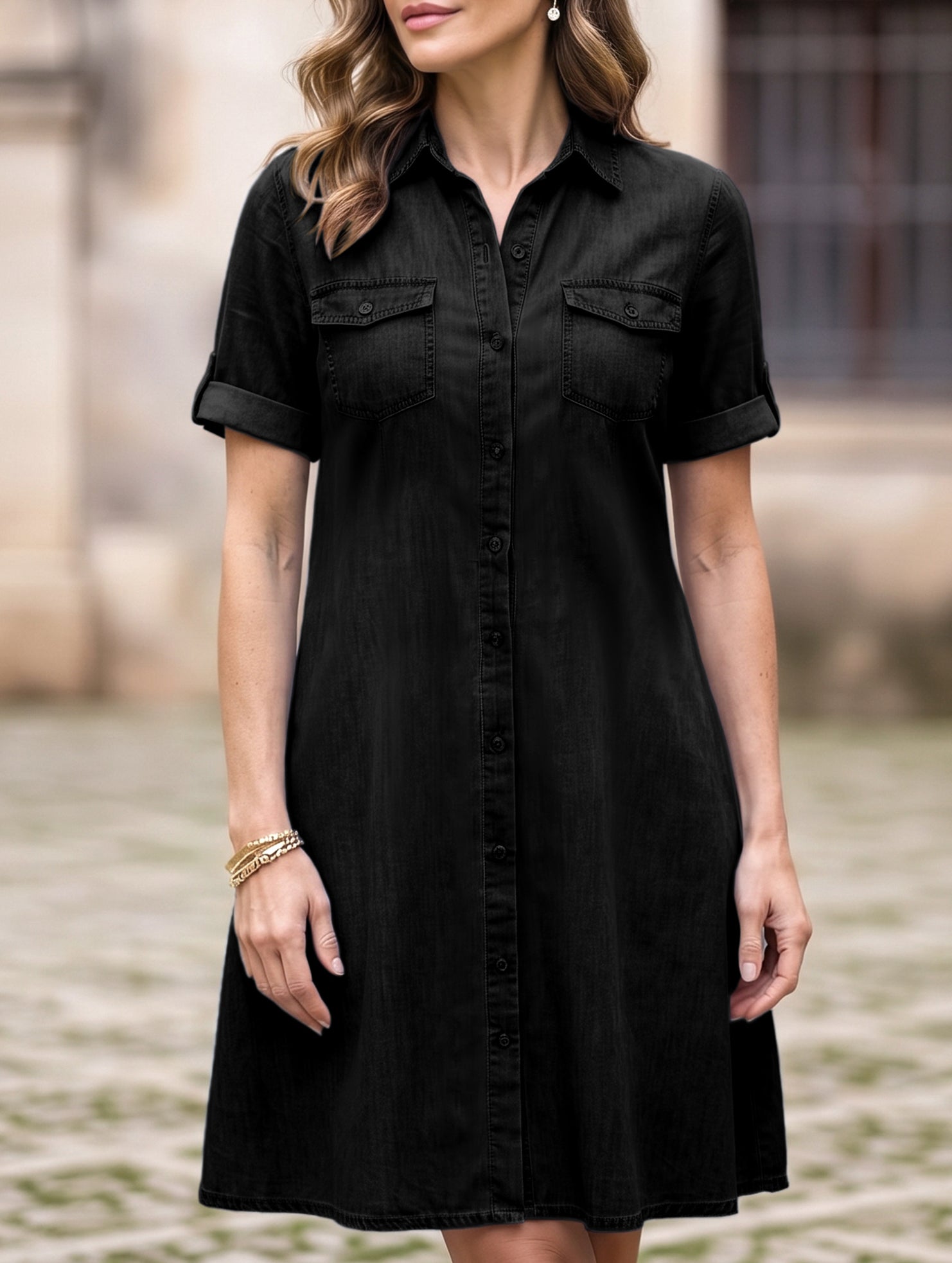 Denim Loose Plus Size Midi Dress_CWJSK00277