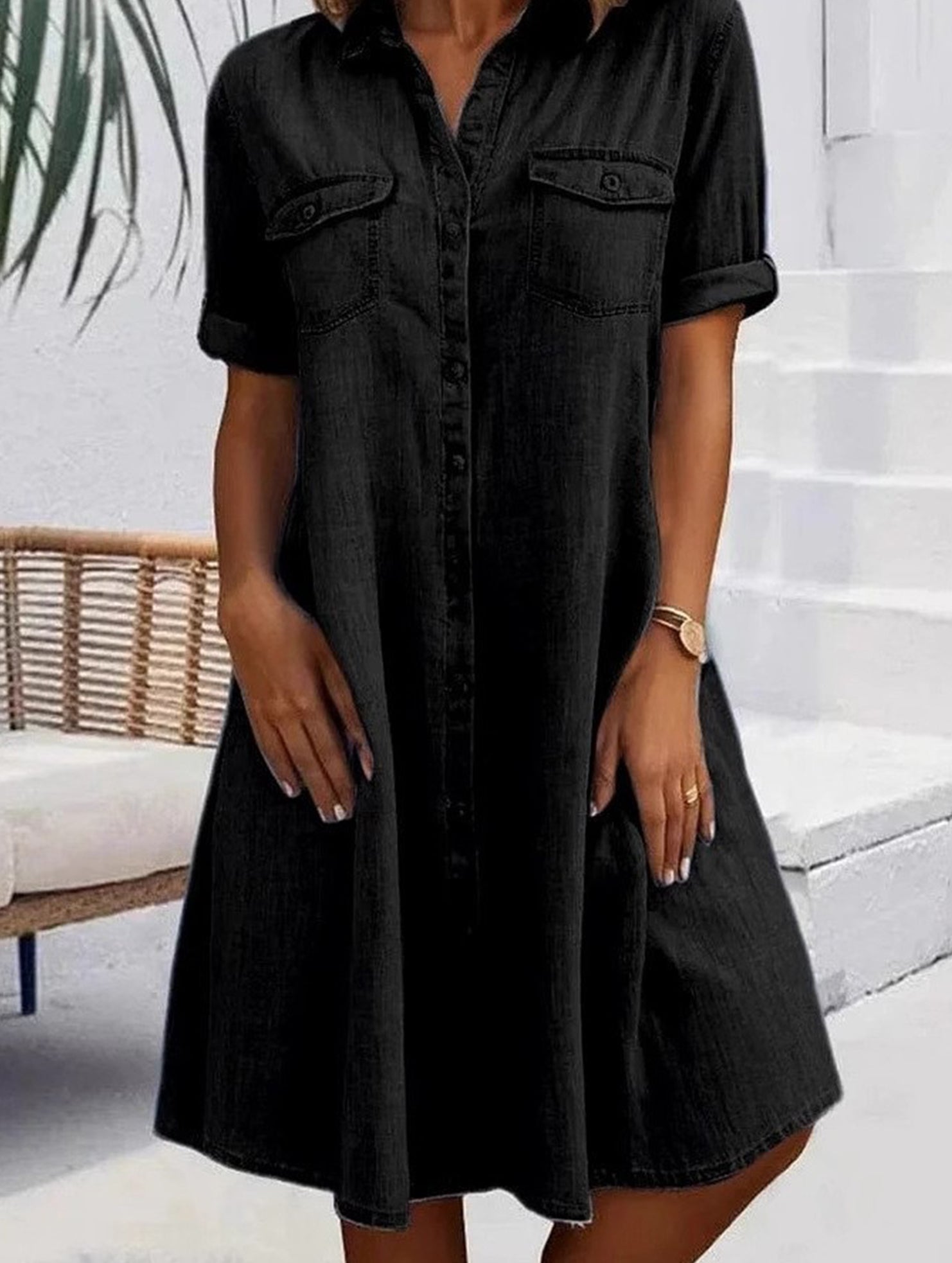 Denim Loose Plus Size Midi Dress_CWJSK00277
