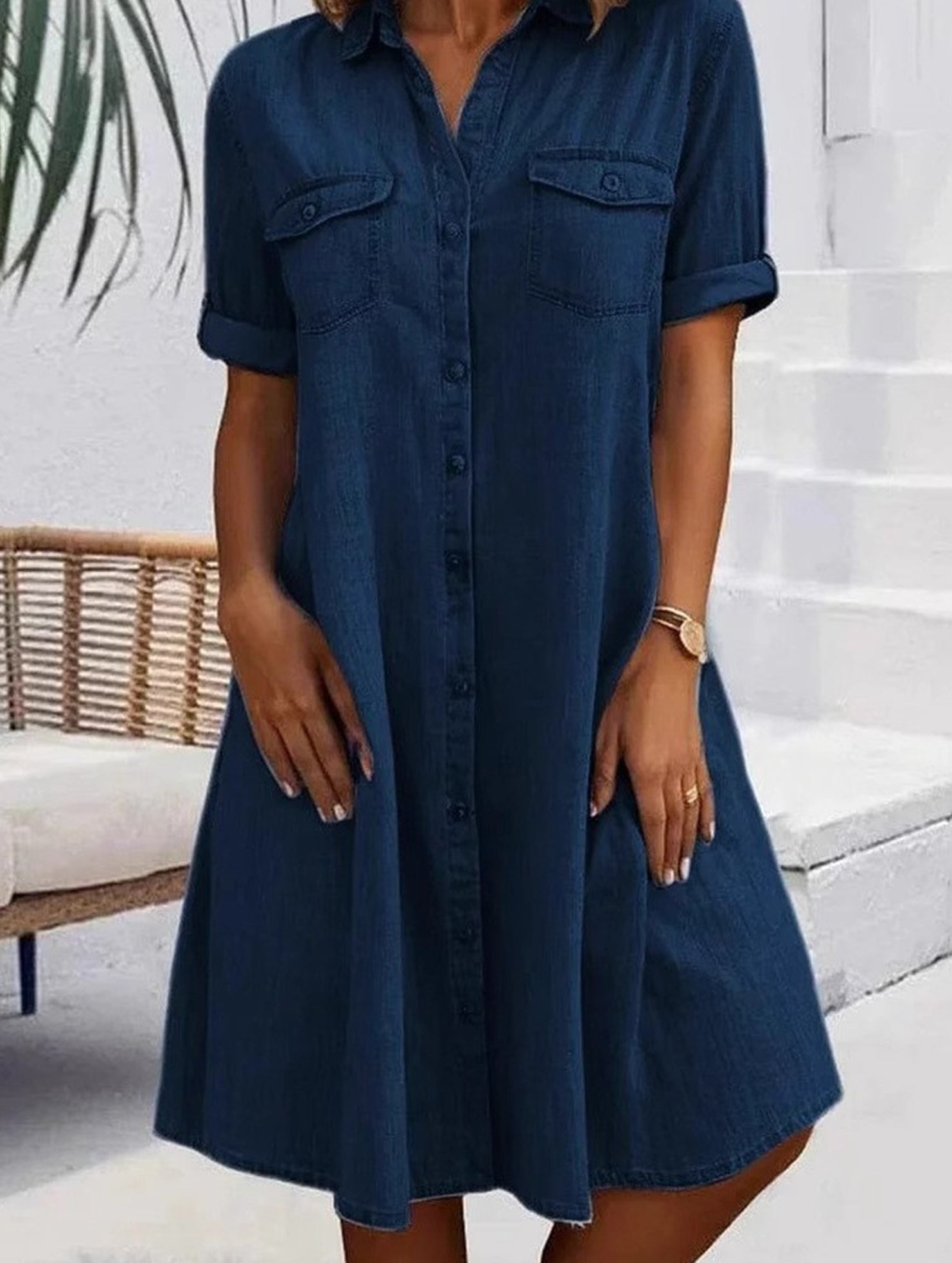 Denim Loose Plus Size Midi Dress_CWJSK00277