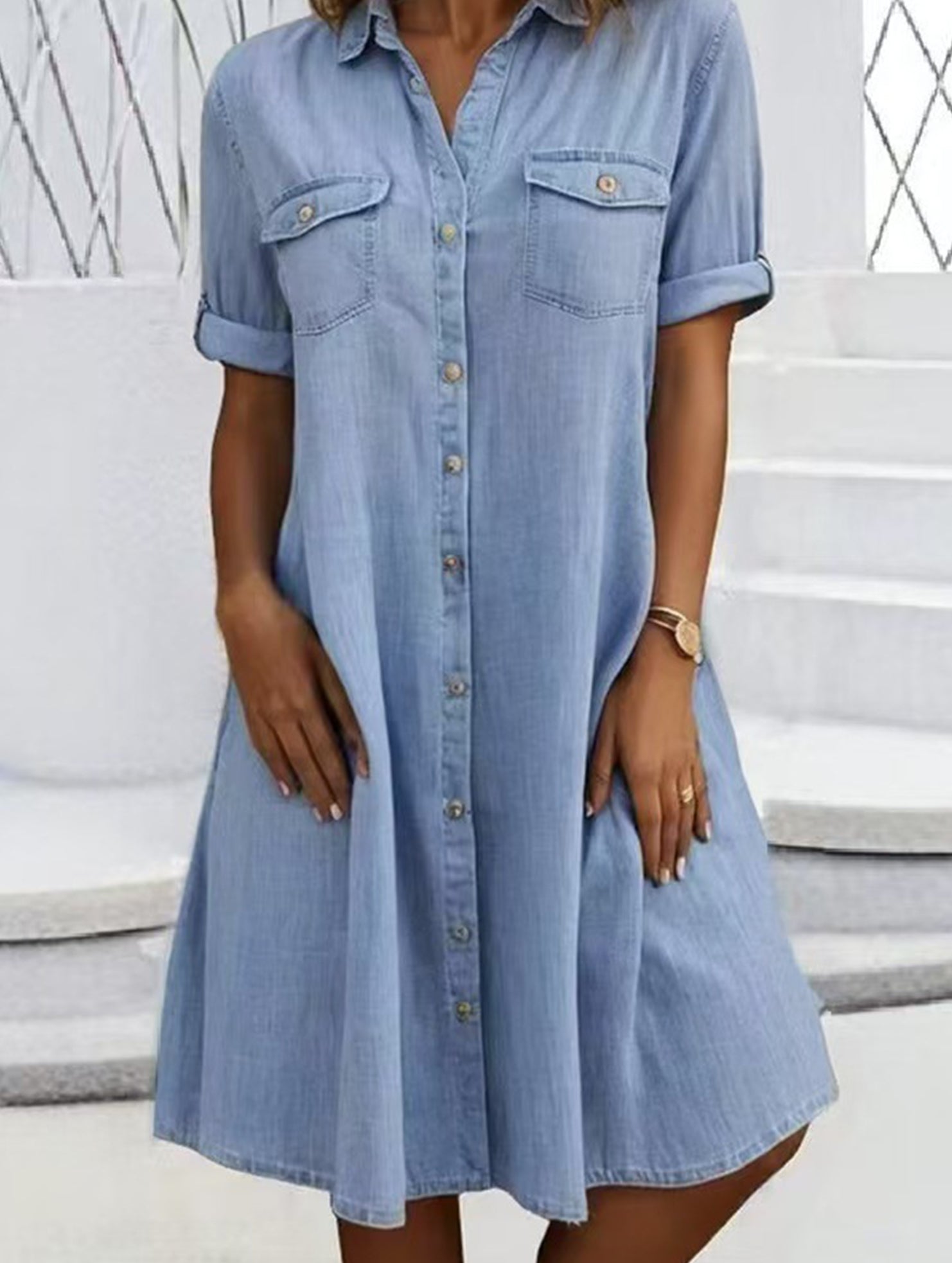 Denim Loose Plus Size Midi Dress_CWJSK00277