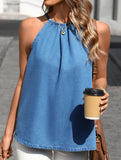 Halter Tie Loose Denim Top
