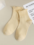 Womens Solid Color Ruffle Ankle Socks_CWMS0127