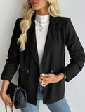 Commuting black suit with a lapel collar