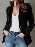 Black Single Button Slim Fit Blazer Jacket