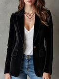 Black Single Button Slim Fit Blazer Jacket