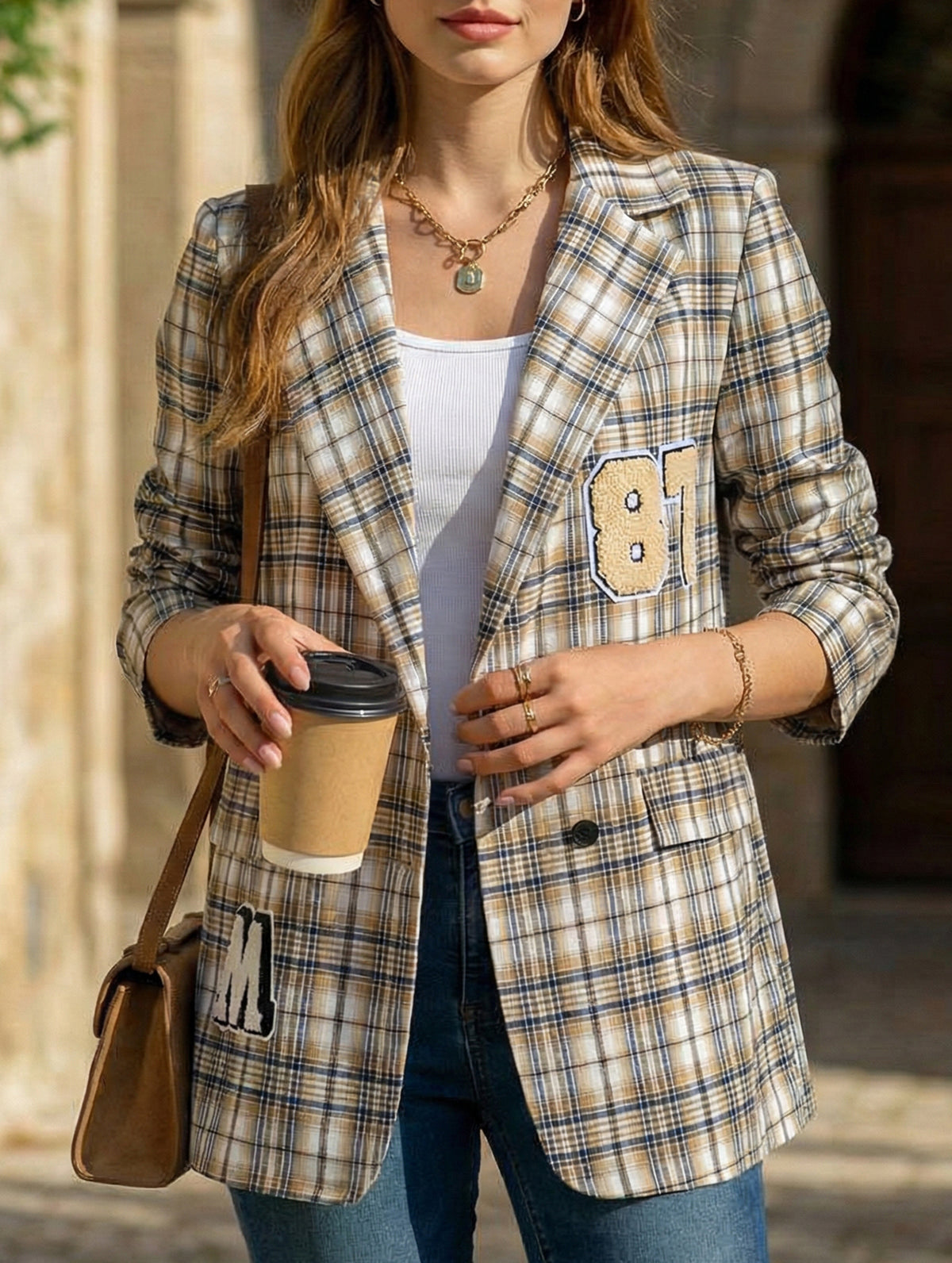 Preppy Plaid Blazer Jacket for Women_CWOBL00287