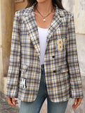 Preppy Plaid Blazer Jacket for Women_CWOBL00287