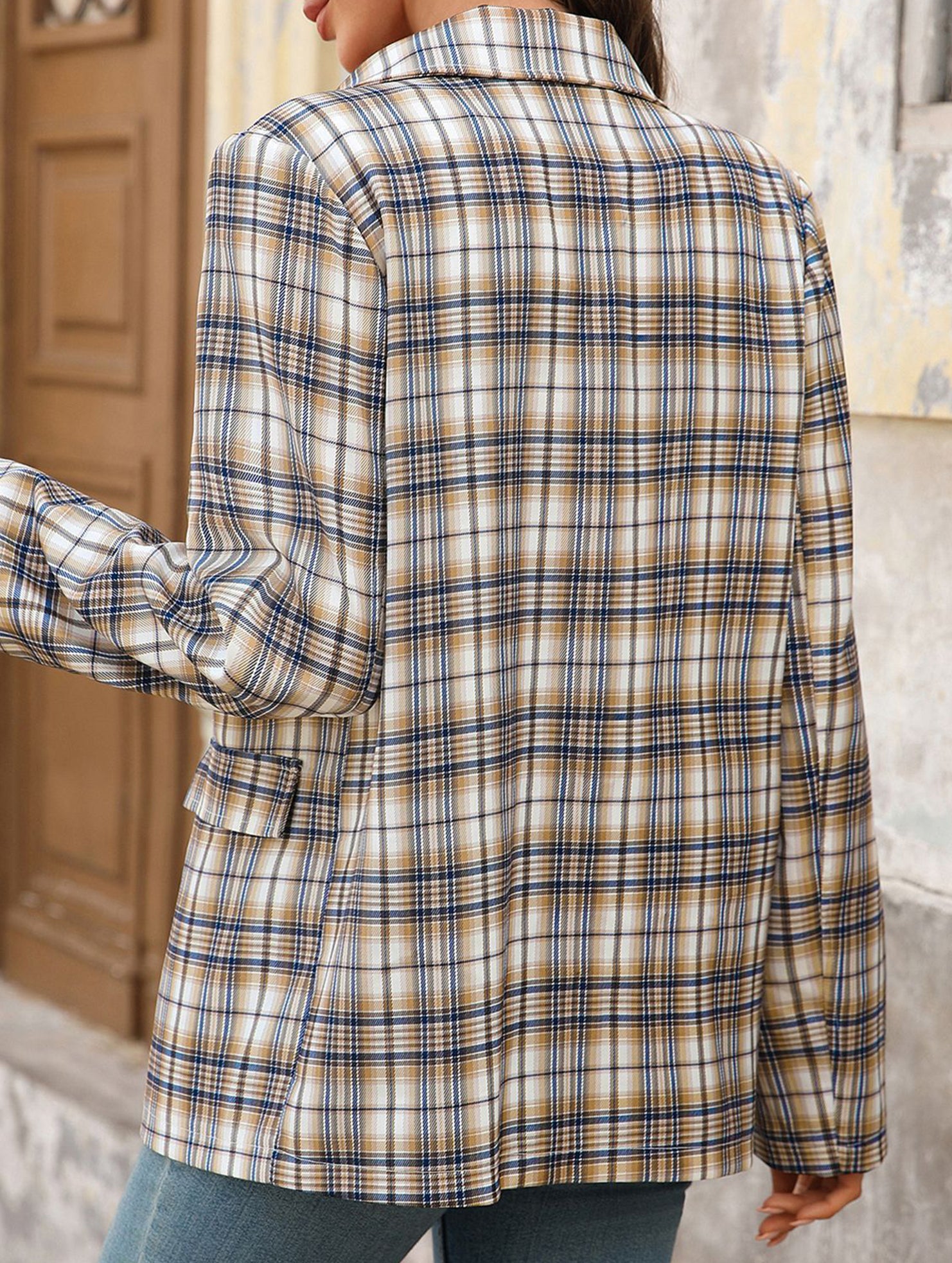 Preppy Plaid Blazer Jacket for Women_CWOBL00287
