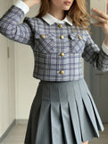 Chic Houndstooth Cropped Blazer Jacket_CWOBL00290