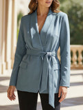 Casual Tie Front Lapel Blazer Jacket_CWOBL00291