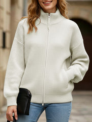 Double-ended zipper knitted cardigan
