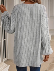Solid color ribbed cardigan