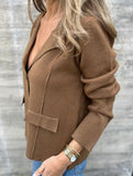 Fashion buttoned slim lapel knitted cardigan