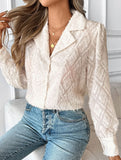 Diamond check suit collar cardigan long-sleeved shirt