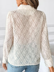 Diamond check suit collar cardigan long-sleeved shirt