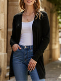 Long knitted striped cardigan sweater
