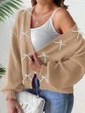 Ribbon Bow Patchwork Cardigan Sweater