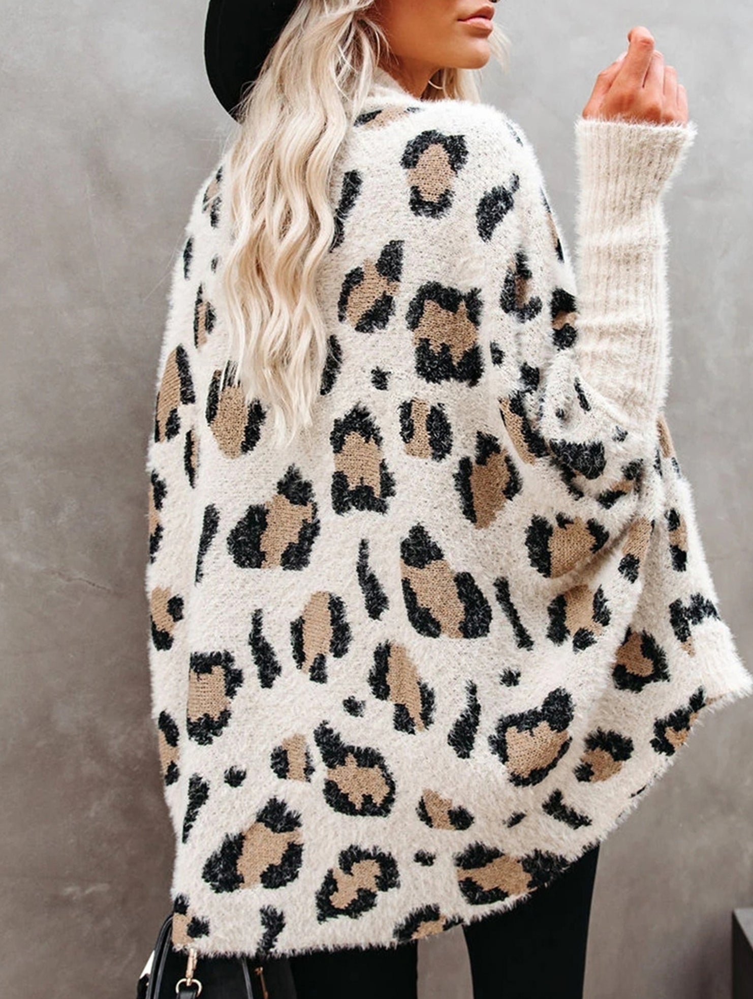 Personalized leopard print loose cardigan sweater