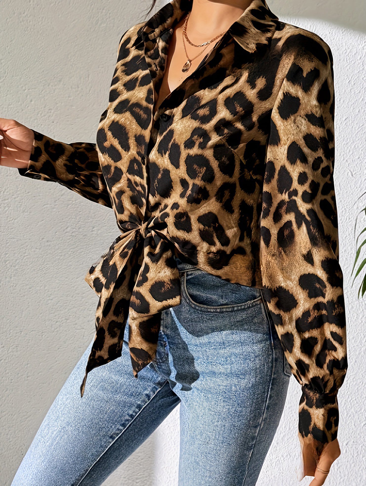 Smart Casual Leopard Print Button-Down Shirt