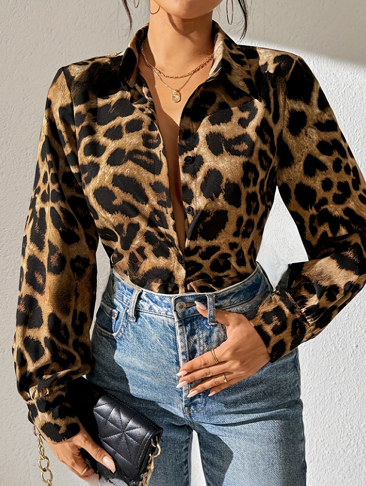 Smart Casual Leopard Print Button-Down Shirt