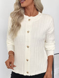Simple sweet style loose heart button cardigan