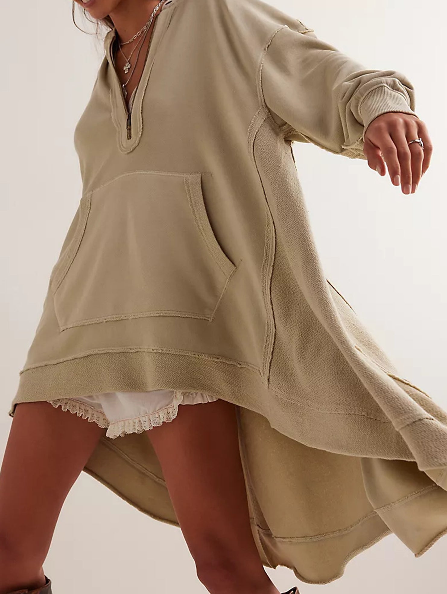 mid-length loose pullover sweatshirt