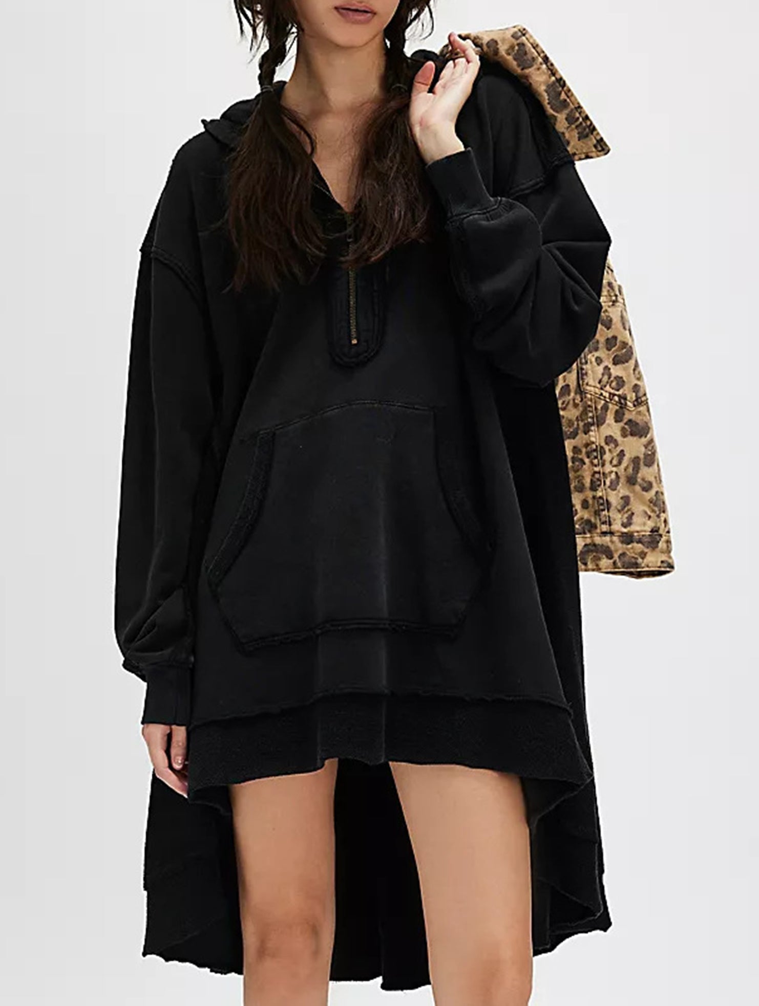 mid-length loose pullover sweatshirt