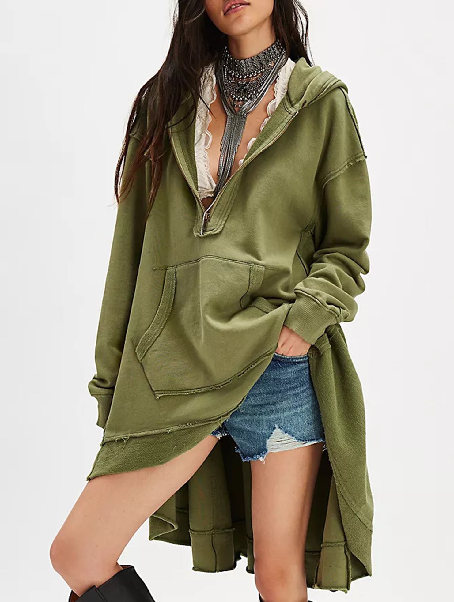 mid-length loose pullover sweatshirt